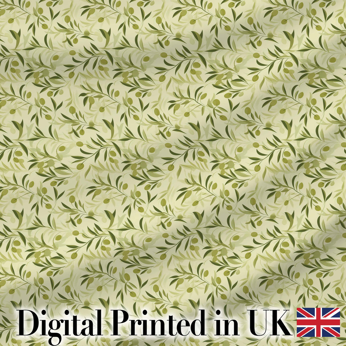 Soft Olive Leaves Watercolor Seamless Pattern Natural Botanical Digital Print Fabric by the Metre UK Sewing Quilting Textile