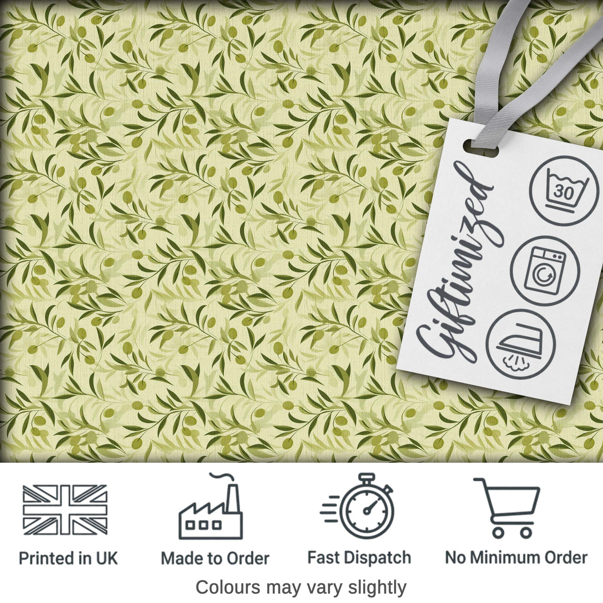 Soft Olive Leaves Watercolor Seamless Pattern Natural Botanical Digital Print Fabric by the Metre UK Sewing Quilting Textile