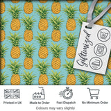 Blue Background Pineapple Seamless Pattern Bright Tropical Fruit Digital Print Fabric by the Metre UK Sewing Quilting Textile