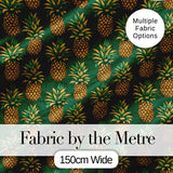Classic Pineapple Botanical Seamless Pattern Dark Green Tropical Design Digital Print Fabric by the Metre UK Sewing Quilting Textile