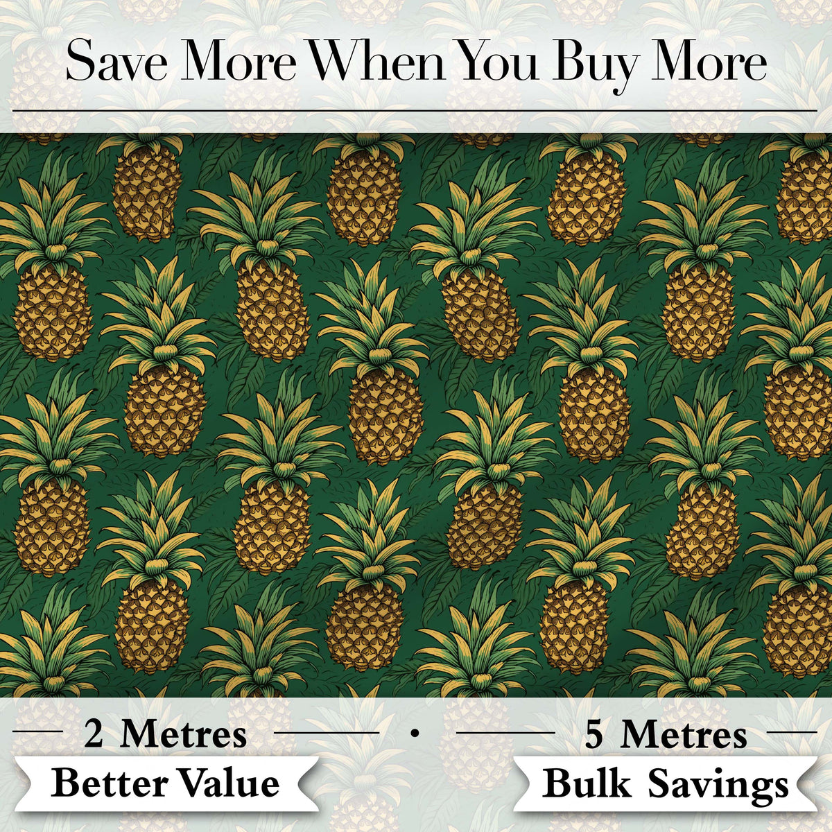 Classic Pineapple Botanical Seamless Pattern Dark Green Tropical Design Digital Print Fabric by the Metre UK Sewing Quilting Textile