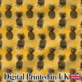 Grunge Pineapple Sketch Seamless Pattern Yellow Vintage Fruit Digital Print Fabric by the Metre UK Sewing Quilting Textile