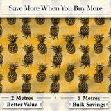 Grunge Pineapple Sketch Seamless Pattern Yellow Vintage Fruit Digital Print Fabric by the Metre UK Sewing Quilting Textile