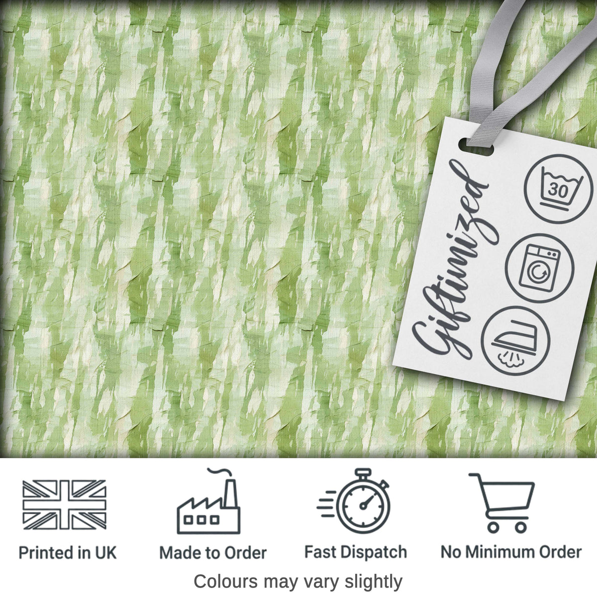 Soft Green Watercolor Abstract Texture Seamless Pattern Artistic Digital Print Fabric by the Metre UK Sewing Quilting Textile
