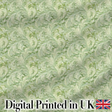 Elegant Sage Green Ornamental Damask Seamless Pattern Classic Digital Print Fabric by the Metre UK Sewing Quilting Textile