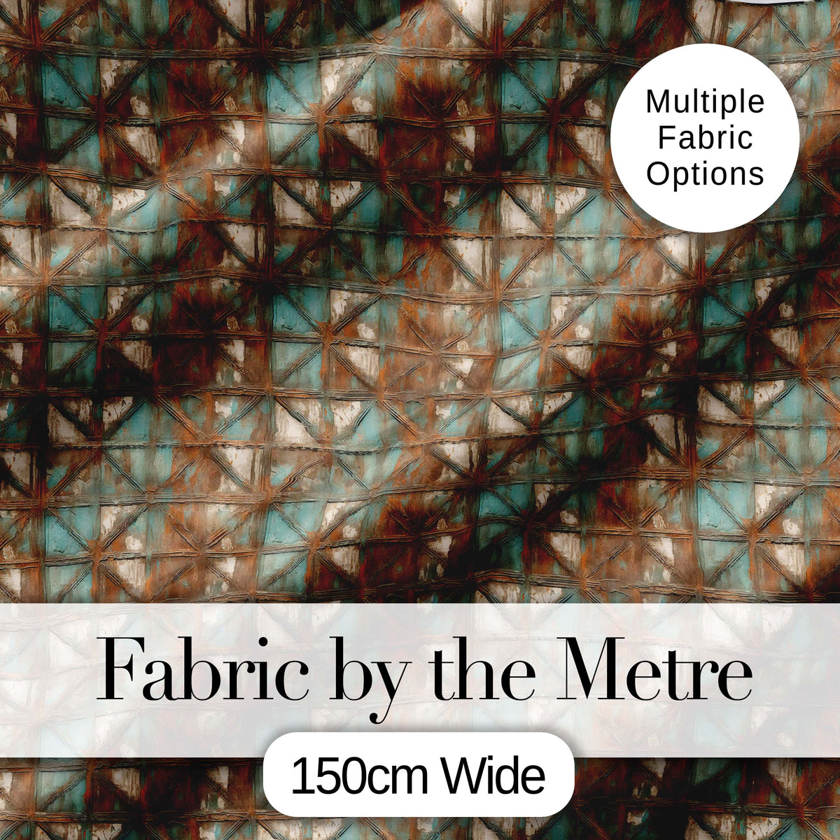 Rustic Geometric Metal Texture Seamless Pattern Weathered Industrial Design Digital Print Fabric by the Metre UK Sewing Quilting Textile