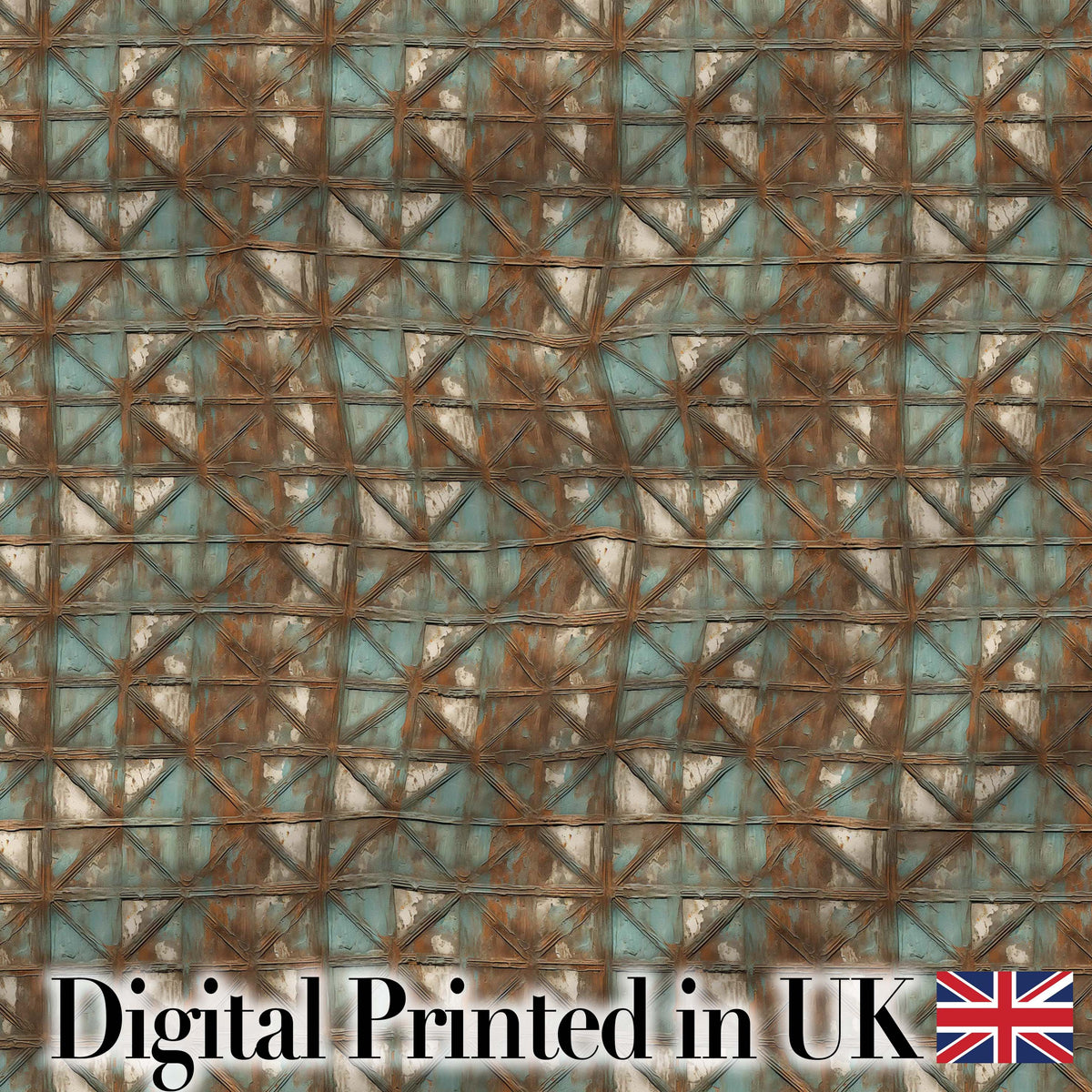 Rustic Geometric Metal Texture Seamless Pattern Weathered Industrial Design Digital Print Fabric by the Metre UK Sewing Quilting Textile