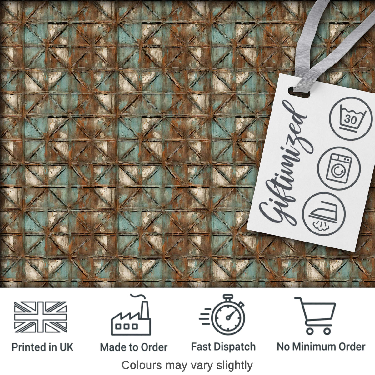 Rustic Geometric Metal Texture Seamless Pattern Weathered Industrial Design Digital Print Fabric by the Metre UK Sewing Quilting Textile