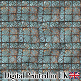 Vintage Blue Tile Metal Grid Seamless Pattern Distressed Industrial Texture Digital Print Fabric by the Metre UK Sewing Quilting Textile