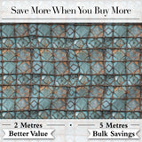 Vintage Blue Tile Metal Grid Seamless Pattern Distressed Industrial Texture Digital Print Fabric by the Metre UK Sewing Quilting Textile