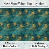 Teal Gold Abstract Texture Seamless Pattern Luxury Artistic Background Digital Print Fabric by the Metre UK Sewing Quilting Textile