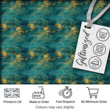 Teal Gold Abstract Texture Seamless Pattern Luxury Artistic Background Digital Print Fabric by the Metre UK Sewing Quilting Textile