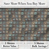 Vintage Ornamental Metal Tile Seamless Pattern Antique Floral Grid Texture Digital Print Fabric by the Metre UK Sewing Quilting Textile