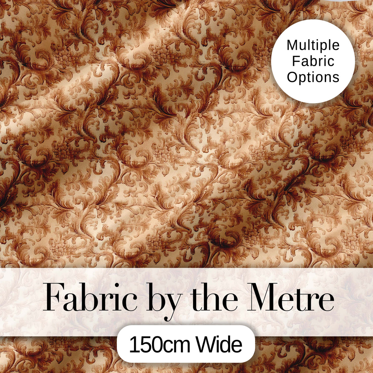 Classic Beige Floral Damask Seamless Pattern Elegant Vintage Design Digital Print Fabric by the Metre UK Sewing Quilting Textile