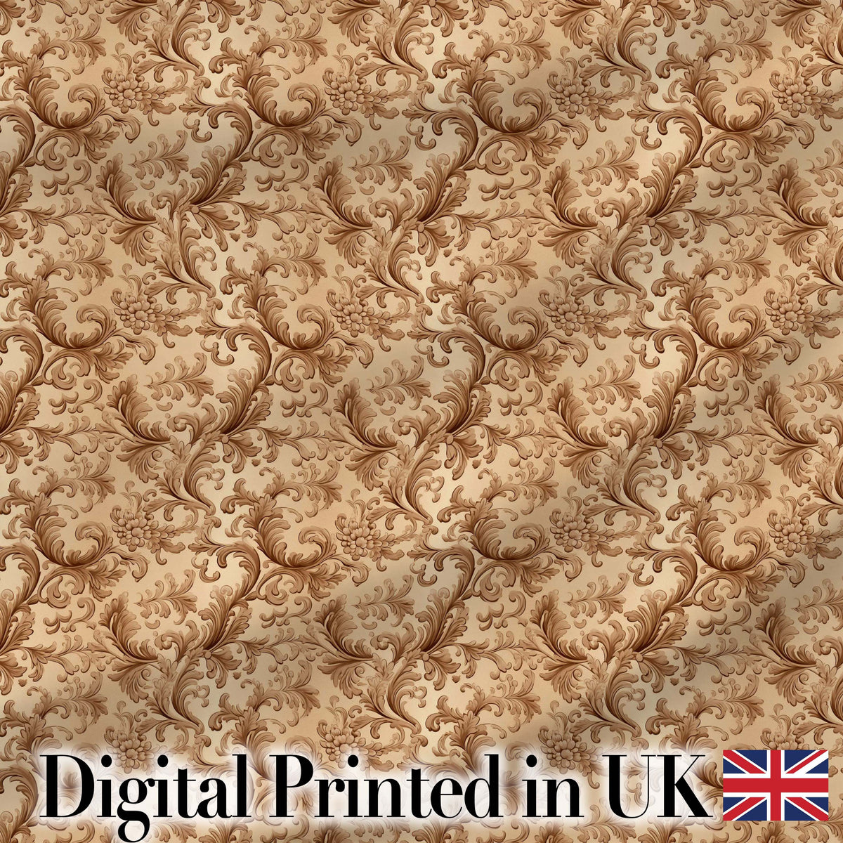 Classic Beige Floral Damask Seamless Pattern Elegant Vintage Design Digital Print Fabric by the Metre UK Sewing Quilting Textile
