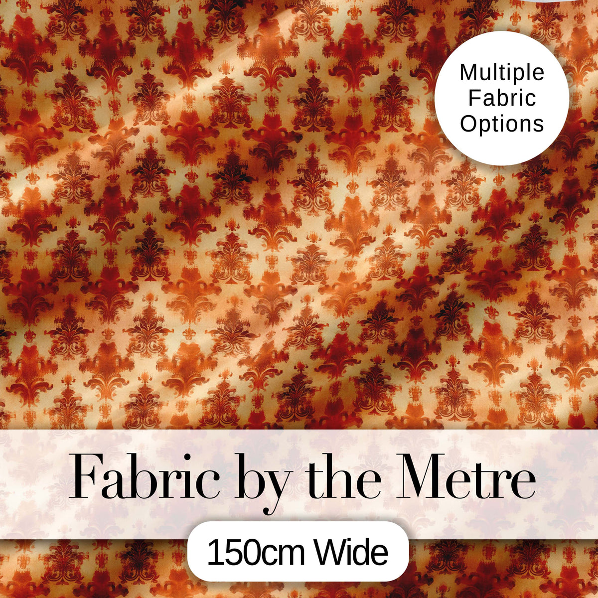 Rust Orange Damask Seamless Pattern Classic Ornamental Vintage Design Digital Print Fabric by the Metre UK Sewing Quilting Textile