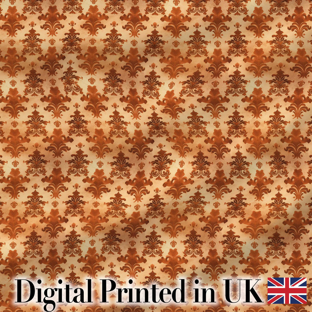 Rust Orange Damask Seamless Pattern Classic Ornamental Vintage Design Digital Print Fabric by the Metre UK Sewing Quilting Textile