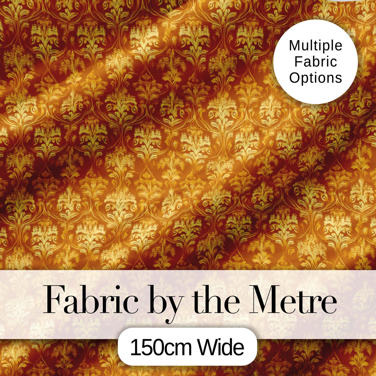 Golden Ornate Damask Seamless Pattern Luxury Vintage Floral Design Digital Print Fabric by the Metre UK Sewing Quilting Textile