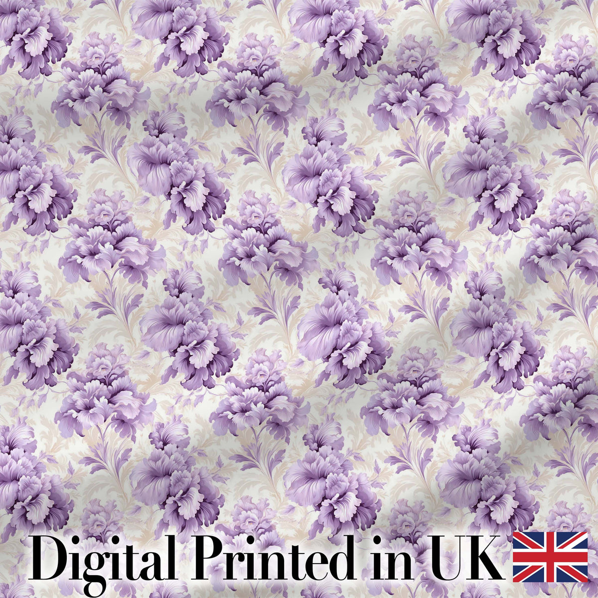 Elegant Lavender Peony Floral Seamless Pattern Soft Vintage Botanical Design Digital Print Fabric by the Metre UK Sewing Quilting Textile