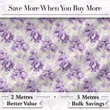 Elegant Lavender Peony Floral Seamless Pattern Soft Vintage Botanical Design Digital Print Fabric by the Metre UK Sewing Quilting Textile
