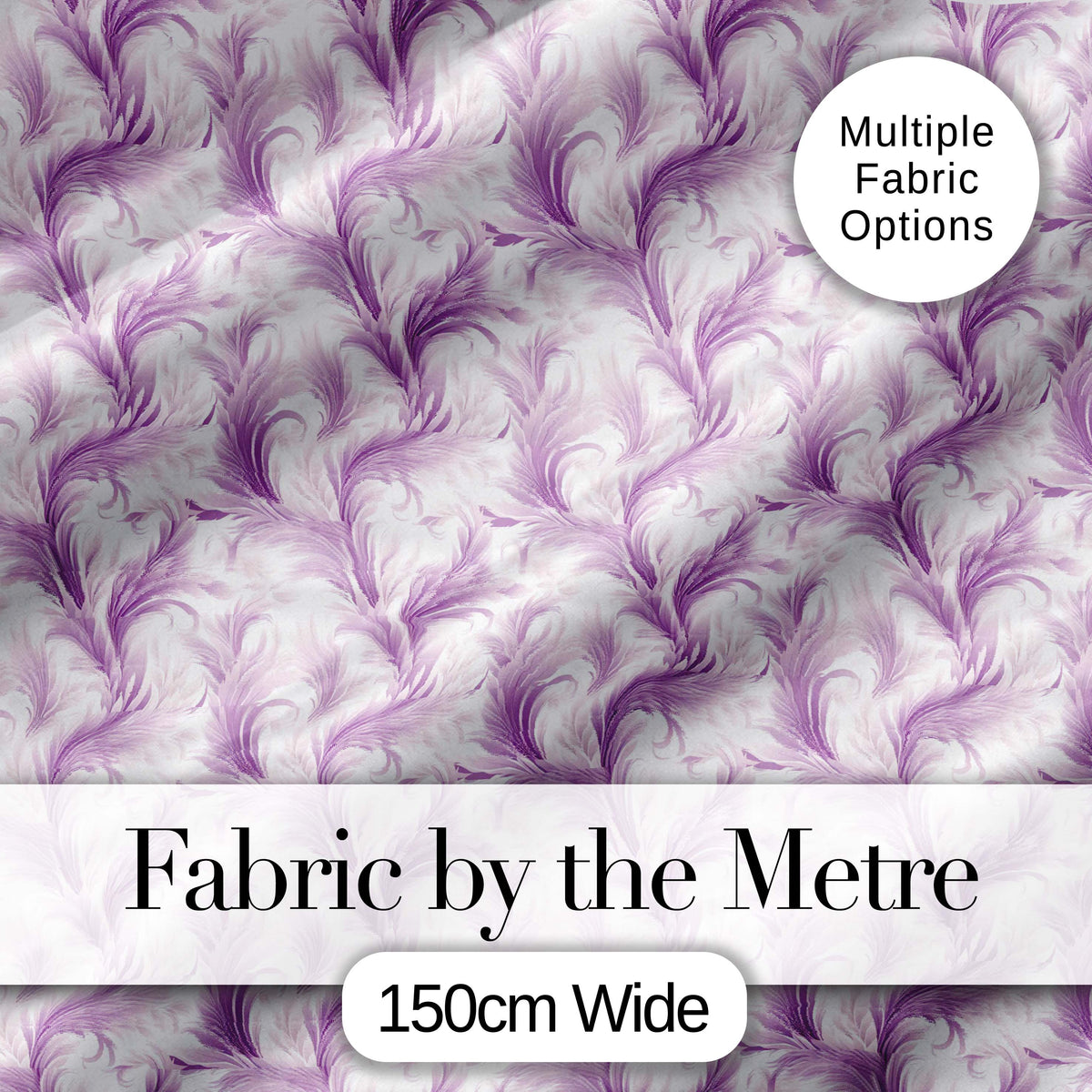 Soft Lavender Feather Swirl Seamless Pattern Elegant Abstract Floral Design Digital Print Fabric by the Metre UK Sewing Quilting Textile