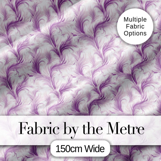 Soft Lavender Feather Swirl Seamless Pattern Elegant Abstract Floral Design Digital Print Fabric by the Metre UK Sewing Quilting Textile