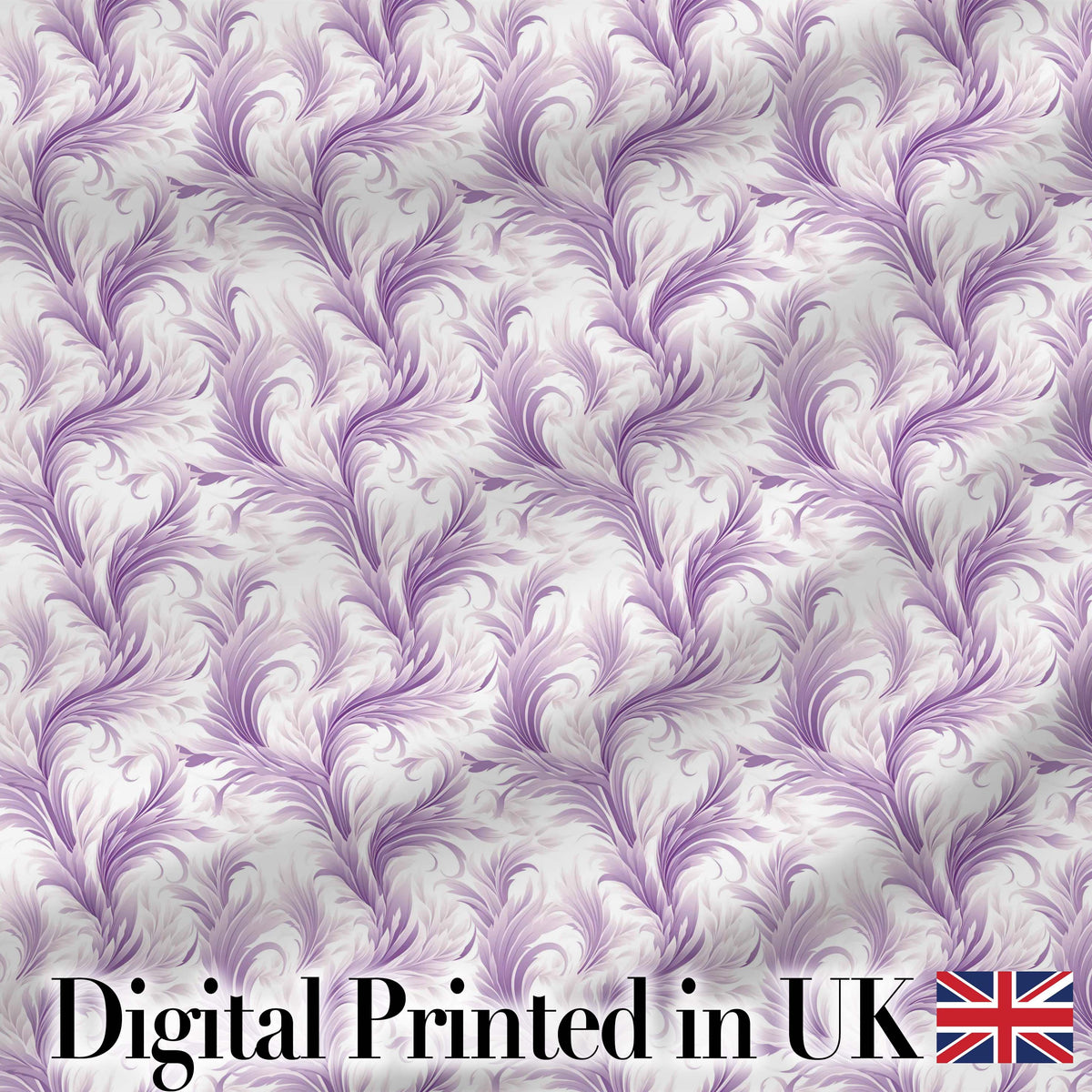 Soft Lavender Feather Swirl Seamless Pattern Elegant Abstract Floral Design Digital Print Fabric by the Metre UK Sewing Quilting Textile