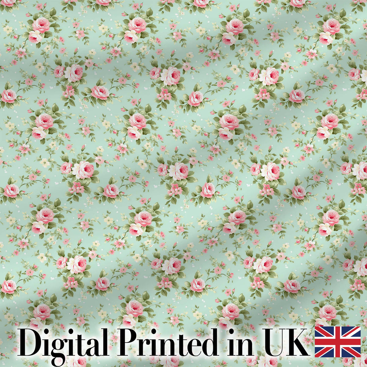 Vintage Pink Rose Floral Seamless Pattern Pastel Garden Botanical Design Digital Print Fabric by the Metre UK Sewing Quilting Textile