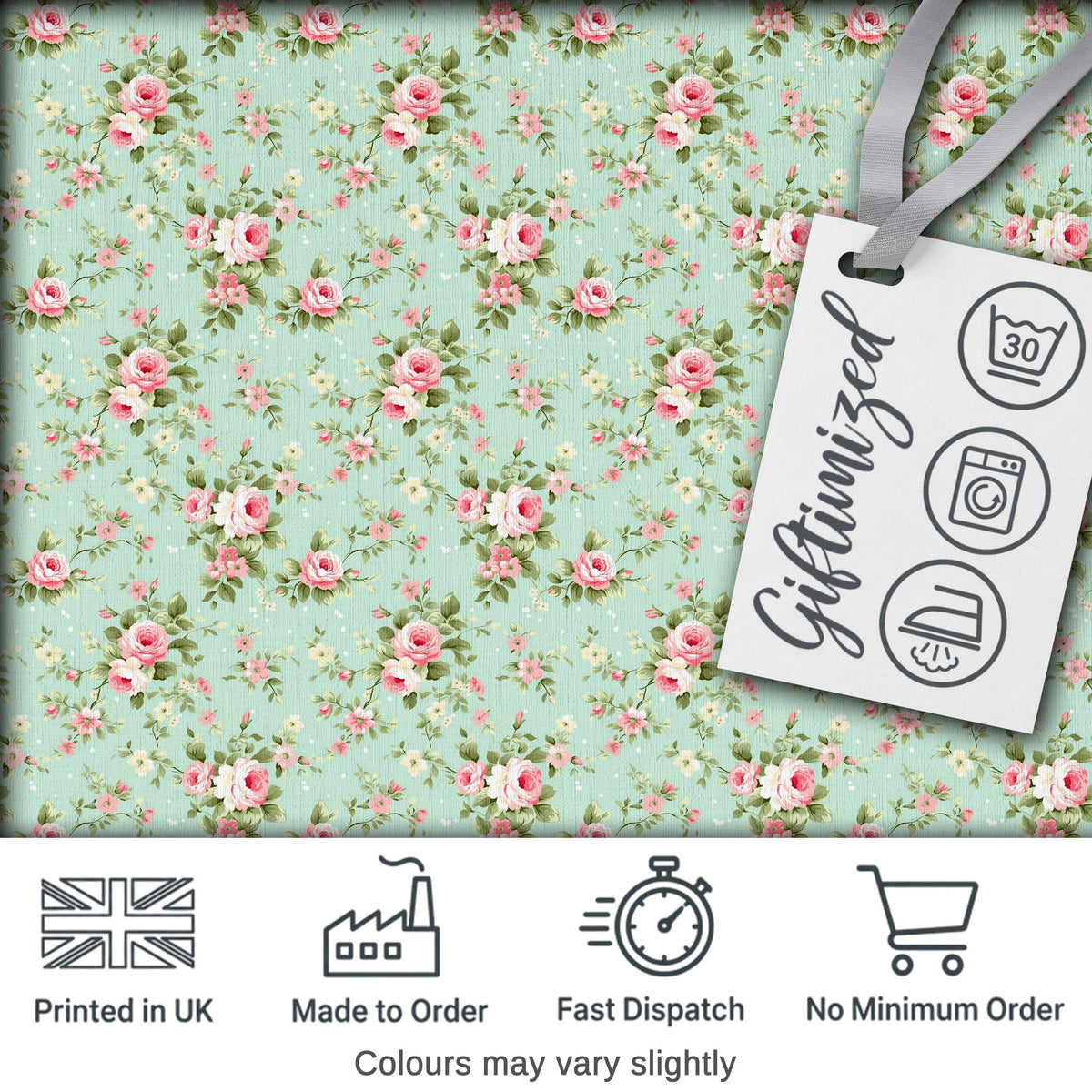 Vintage Pink Rose Floral Seamless Pattern Pastel Garden Botanical Design Digital Print Fabric by the Metre UK Sewing Quilting Textile
