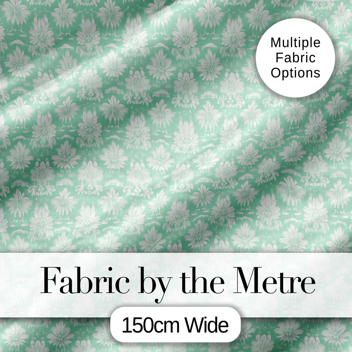 Mint Damask Floral Seamless Pattern Elegant Vintage Ornamental Botanical Design Digital Print Fabric by the Metre UK Sewing Quilting Textile