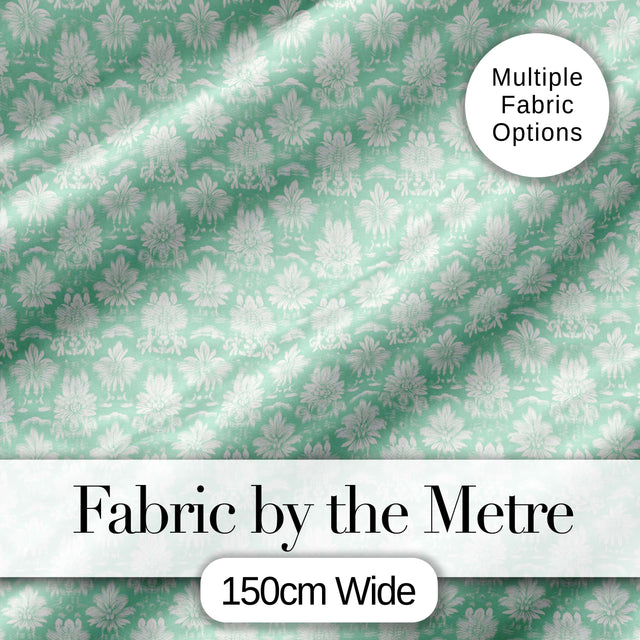 Mint Damask Floral Seamless Pattern Elegant Vintage Ornamental Botanical Design Digital Print Fabric by the Metre UK Sewing Quilting Textile