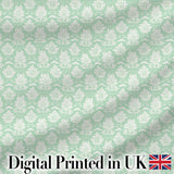 Mint Damask Floral Seamless Pattern Elegant Vintage Ornamental Botanical Design Digital Print Fabric by the Metre UK Sewing Quilting Textile