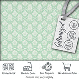 Mint Damask Floral Seamless Pattern Elegant Vintage Ornamental Botanical Design Digital Print Fabric by the Metre UK Sewing Quilting Textile