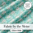 Teal White Blossom Floral Seamless Pattern Soft Textured Botanical Design Digital Print Fabric by the Metre UK Sewing Quilting Textile