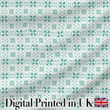 Teal Geometric Floral Seamless Pattern Decorative Symmetric Tile Design Digital Print Fabric by the Metre UK Sewing Quilting Textile