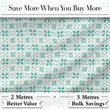 Teal Geometric Floral Seamless Pattern Decorative Symmetric Tile Design Digital Print Fabric by the Metre UK Sewing Quilting Textile