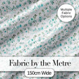 Teal Watercolor Floral Leaves Seamless Pattern Soft Botanical Elegant Design Digital Print Fabric by the Metre UK Sewing Quilting Textile