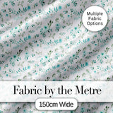 Teal Watercolor Floral Leaves Seamless Pattern Soft Botanical Elegant Design Digital Print Fabric by the Metre UK Sewing Quilting Textile