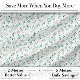 Teal Watercolor Floral Leaves Seamless Pattern Soft Botanical Elegant Design Digital Print Fabric by the Metre UK Sewing Quilting Textile