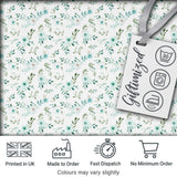 Teal Watercolor Floral Leaves Seamless Pattern Soft Botanical Elegant Design Digital Print Fabric by the Metre UK Sewing Quilting Textile