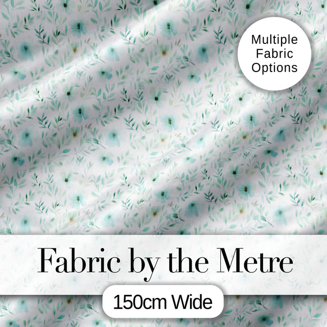 Soft Mint Floral Blossom Seamless Pattern Delicate Watercolor Botanical Design Digital Print Fabric by the Metre UK Sewing Quilting Textile