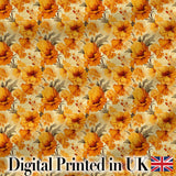 Golden Orange Floral Blossom Seamless Pattern Bold Botanical Vintage Design Digital Print Fabric by the Metre UK Sewing Quilting Textile