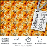 Golden Orange Floral Blossom Seamless Pattern Bold Botanical Vintage Design Digital Print Fabric by the Metre UK Sewing Quilting Textile