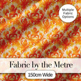 Bright Orange Damask Seamless Pattern Bold Artistic Ornamental Design Digital Print Fabric by the Metre UK Sewing Quilting Textile