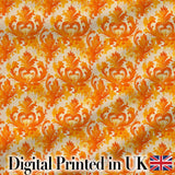 Bright Orange Damask Seamless Pattern Bold Artistic Ornamental Design Digital Print Fabric by the Metre UK Sewing Quilting Textile