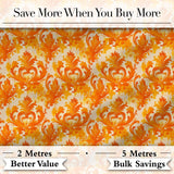 Bright Orange Damask Seamless Pattern Bold Artistic Ornamental Design Digital Print Fabric by the Metre UK Sewing Quilting Textile