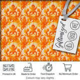 Bright Orange Damask Seamless Pattern Bold Artistic Ornamental Design Digital Print Fabric by the Metre UK Sewing Quilting Textile