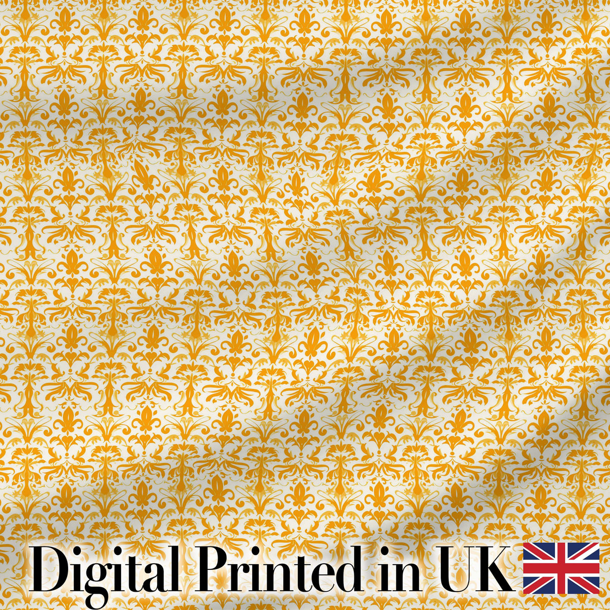 Golden Yellow Damask Floral Seamless Pattern Elegant Vintage Ornamental Design Digital Print Fabric by the Metre UK Sewing Quilting Textile