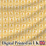 Golden Yellow Damask Floral Seamless Pattern Elegant Vintage Ornamental Design Digital Print Fabric by the Metre UK Sewing Quilting Textile