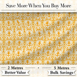 Golden Yellow Damask Floral Seamless Pattern Elegant Vintage Ornamental Design Digital Print Fabric by the Metre UK Sewing Quilting Textile
